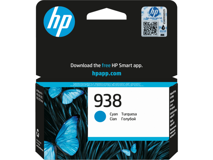 HP 938 Cyan Original Ink Cartridge | Genuine HP Ink for Vibrant Prints