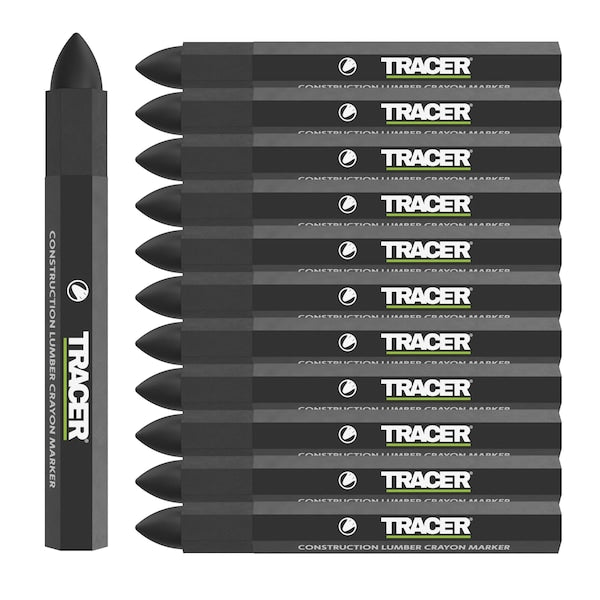 TRACER Lumber Crayon Markers Black (12pk) - 10-ACM1