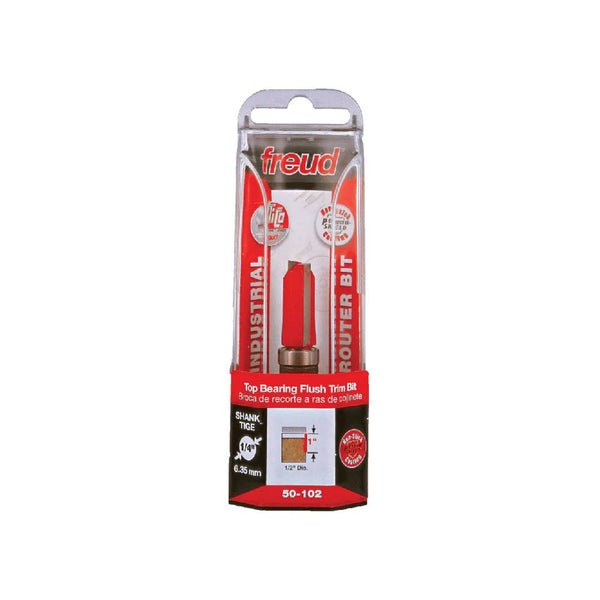 Freud 12.7 x 25.4mm Flush Trim Bit c/w Top Bearing 1/4 Shank 50-10225P