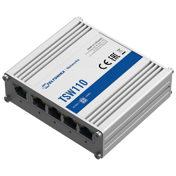 Teltonika 5-Port L2 Unmanaged Ethernet Switch | TSW110-TTK-TSW110