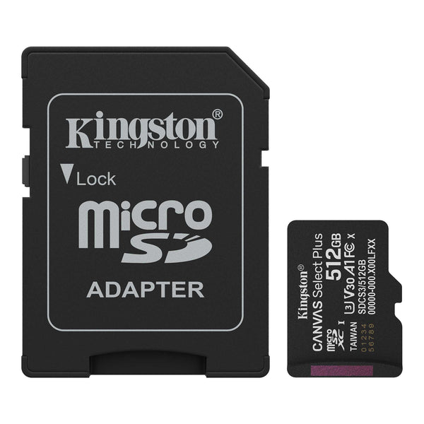 Kingston 512GB microSDXC Canvas Select Plus Gen3 150MB/s A1 Card + Adapter-SDCS3/512GB