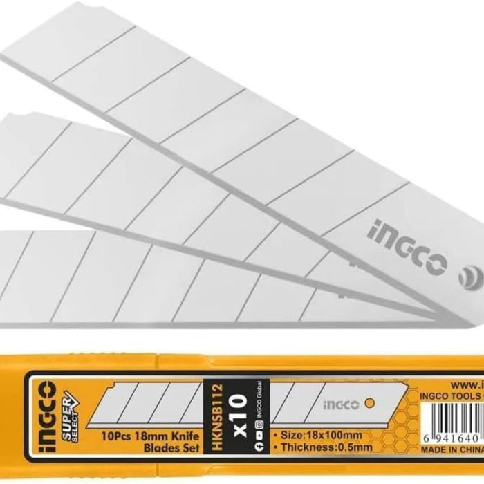 Ingco | Snap Off Knife Blade 10-Piece Set, 18mm x 100mm  - HKNSB112