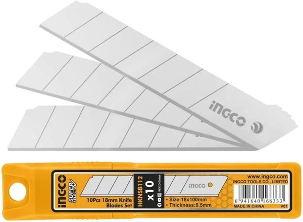 Ingco | Snap Off Knife Blade 10-Piece Set, 18mm x 100mm  - HKNSB112