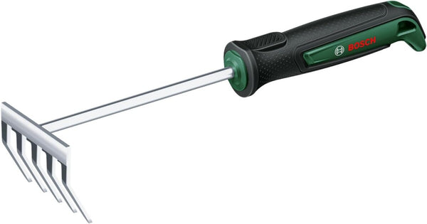 Bosch Garden Hand Tool Hand Rake (for Weeding and Removing Garden Waste, Robust, Stainless Steel, Soft Grip Handle, Ergonomic)