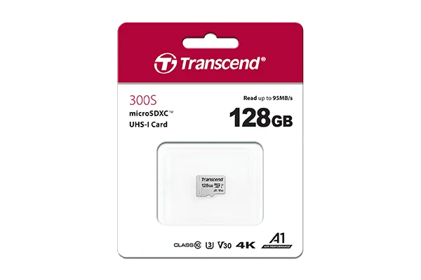 TRANSCEND 128GB MICRO SDXC C 10 UHS-I U1/U3 V30 A1 WITH ADAPTOR-TS128GUSD300S-A