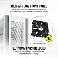 7000D Airflow White Tempered Glass Mid-Tower; 6x 3.5'' |  4x 2.5'' Drive Bays ; 480mm Radiator Compatible; 3x140mm fan incl