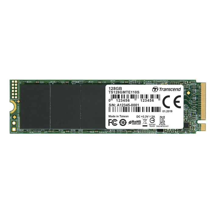 TRANSCEND 128GB  MTE110S PCI-E GEN 3x4 M.2 2280 SSD 3D TLC - 1500 MB/s Read 550 MB/s Write - 50 TBW - 70