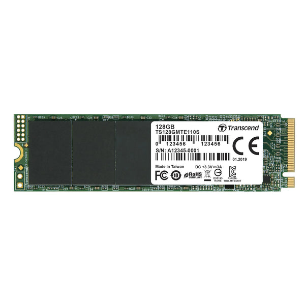 TRANSCEND 128GB  MTE110S PCI-E GEN 3x4 M.2 2280 SSD 3D TLC - 1500 MB/s Read 550 MB/s Write - 50 TBW - 70