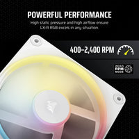 CORSAIR LX-R RGB Series; iCUE LINK LX120-R RGB White; 120mm RGB Fan; Triple Fan Kit.