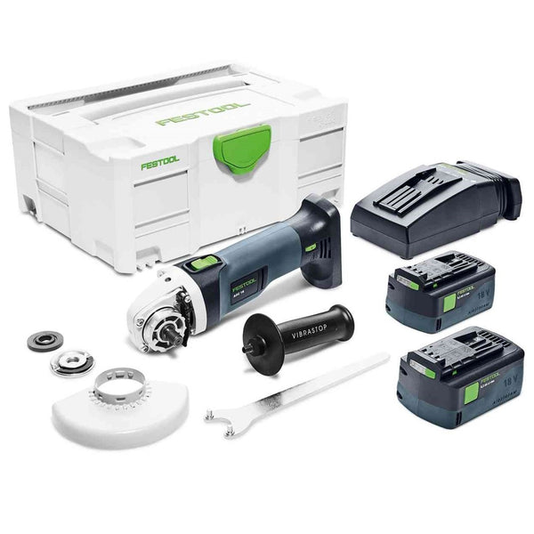 Festool Cordless Angle Grinder AGC 18-125 EB - FES576825 + Battery Pack BP 18 5.2 x 2 + Rapid charger SCA 16