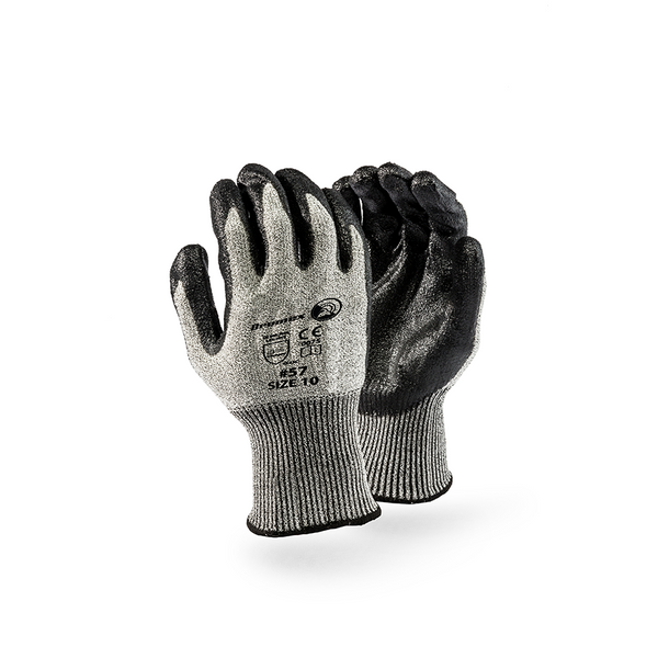 Dromex Cut 5 Nitrile Coated Gloves - Grey and Black Work Safety Gloves, Cut Resistant, Size 10