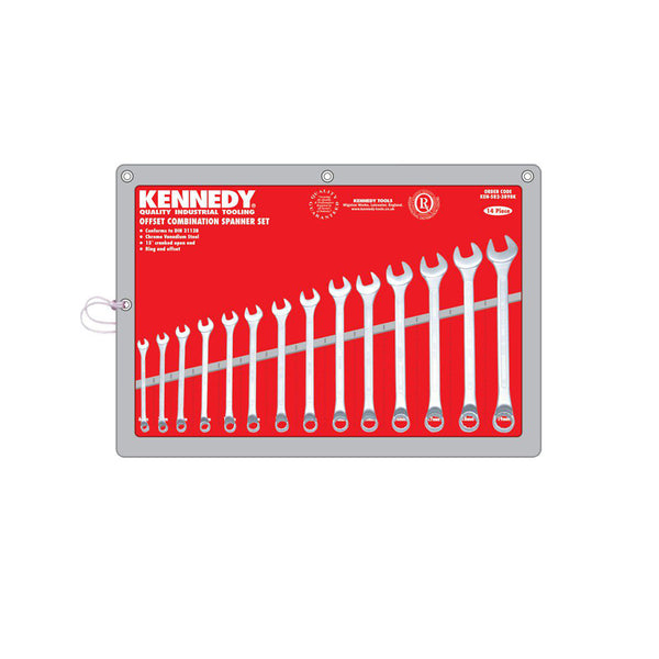 Kennedy Offset Combination Spanner Set 14 Piece: 6-19mm Metric Wrenches, Industrial Tools