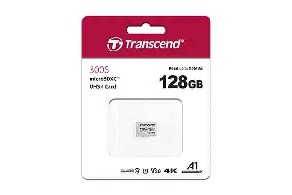 TRANSCEND 128GB MICRO SDXC C 10 UHS-I U1/U3 V30 A1 WITH ADAPTOR-TS128GUSD300S-A