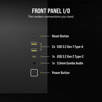 2500D Airflow Black Mid-Tower Dual Chamber PC Case; 2x 3.5'' |  2x 2.5'' Drive Bays; Up to 360mm Radiator compatible