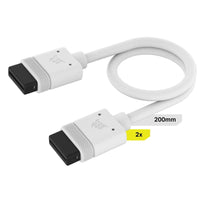 Corsair iCUE LINK Cable; 2x 200mm with Straight connectors; White