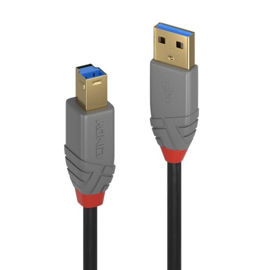 LINDY 5M USB3.0 AM-BM BLACK CABLE ANTHRA (36744) - CAB-USB3-AMBM-5M-LIN