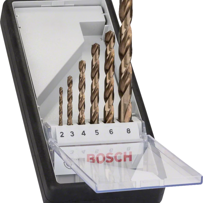Bosch Metal Drill Bit Set HSS-Co 2-8mm 6pc | Robust Line Cobalt Alloy Drill Bits for Metal | DIN 338