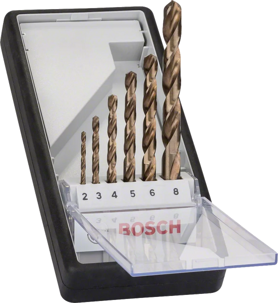 Bosch Metal Drill Bit Set HSS-Co 2-8mm 6pc | Robust Line Cobalt Alloy Drill Bits for Metal | DIN 338