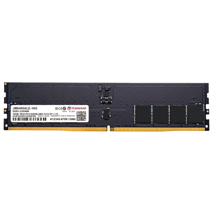 TRANSCEND JET MEMORY 16GB DDR5-6400 Unbuffered DESKTOP CUDIMM 1RX8 CL52  (2Gx8)x8 1.1V Transcend