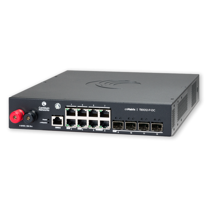 Cambium cnMatrix 12 Port PoE DC Switch | CNM-TX1012-P-DC-CB-CNM-TX1012-P-DC