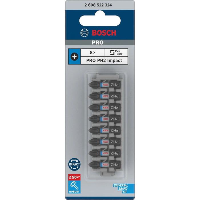 Bosch - Impact SD Bit Insert Pack: PH2 (8pc) - 2608522324