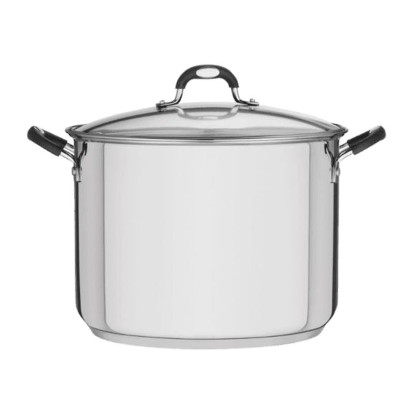 Tramontina Solar Silicone Shallow Stainless Steel Stock Pot With Tri-Ply Base And Glass Lid, 30Cm- 15,40L - 62125/300