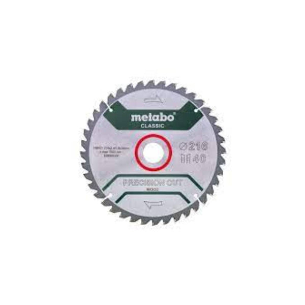 Metabo Saw Blade Precision Cut Wood Classic", 216x30, Z40 WZ 5°Neg. - 628060000