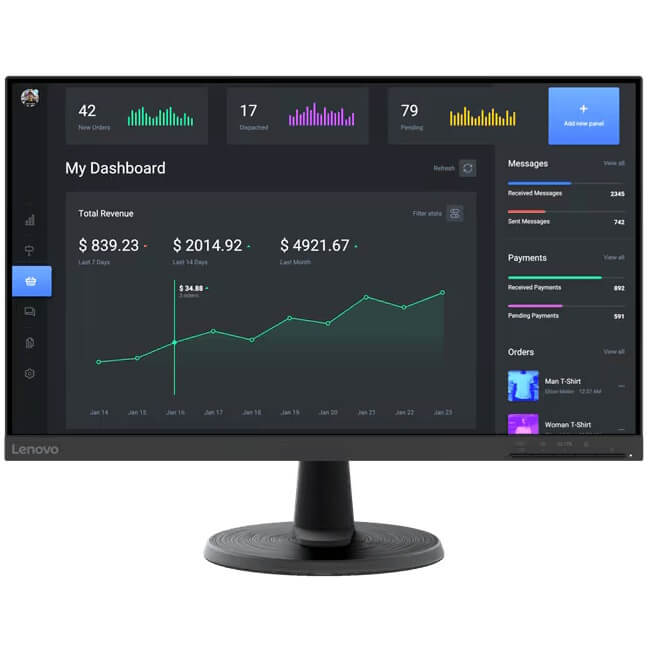 LENOVO C24-40 23,8INCH FHD MONITOR (VA PANEL, 60HZ, 4MS, HDMI, VGA, 3-SIDE BORDERLESS)