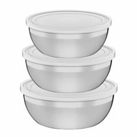 Tramontina Freezinox 3-Piece Stainless Steel Bowl Set with Lids | Food Storage Containers | Kitchenware