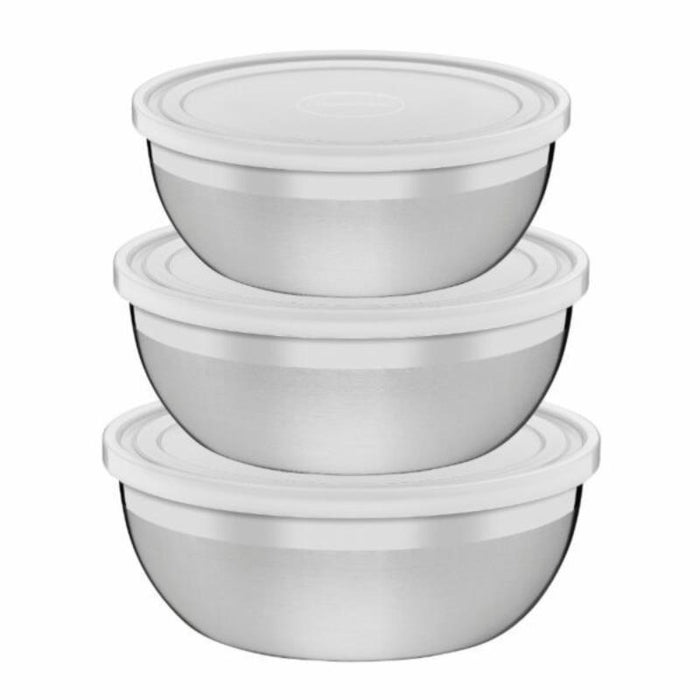 Tramontina Freezinox 3-Piece Stainless Steel Bowl Set with Lids | Food Storage Containers | Kitchenware