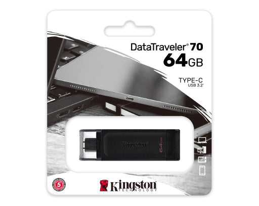 Kingston 64GB USB-C 3.2 Gen 1 DataTraveler 70-DT70/64GB