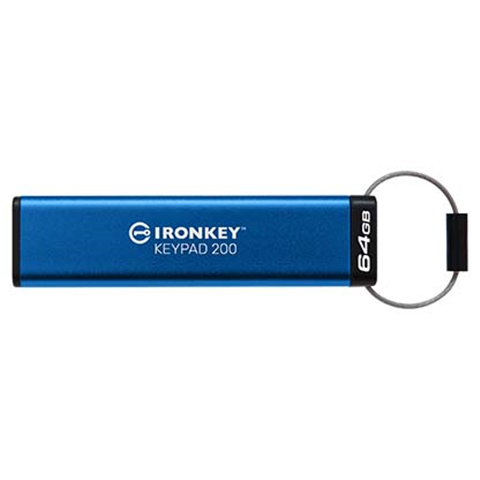 Kingston 64GB IronKey Keypad 200 FIPS 140-3 Lvl 3 (Pending) AES-256 Encrypted-IKKP200/64GB