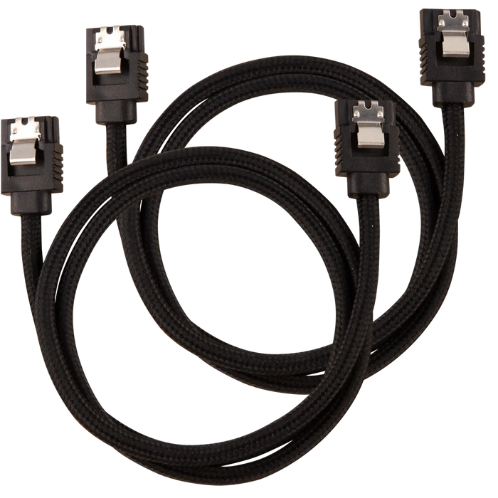 Corsair Premium Sleeved SATA Data Cable Set with Straight Connectors; Black; 60cm