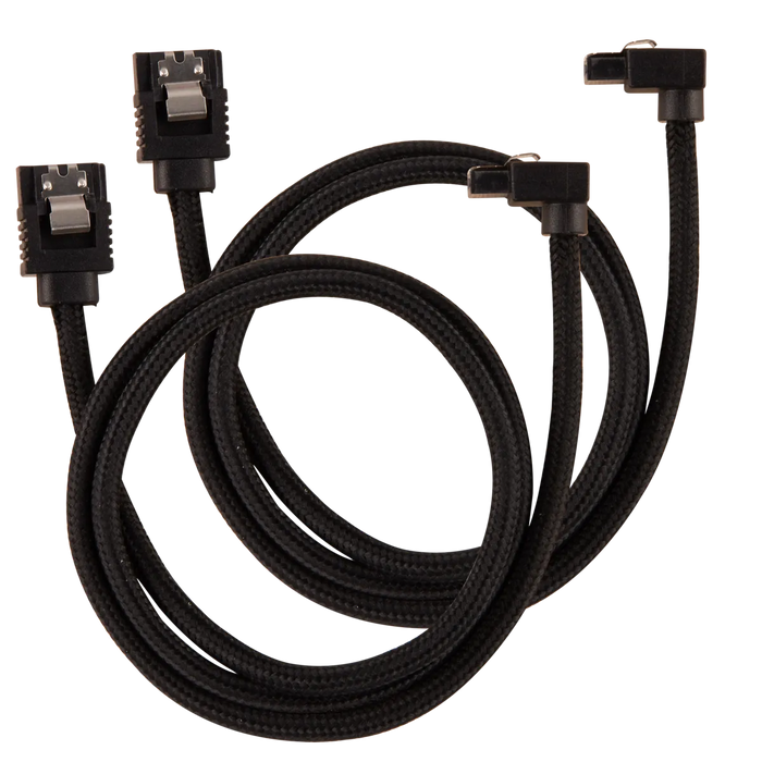 Corsair Premium Sleeved SATA Data Cable Set with 90° Connectors; Black; 60cm