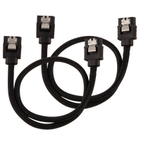 Corsair Premium Sleeved SATA Data Cable Set with Straight Connectors; Black; 30cm