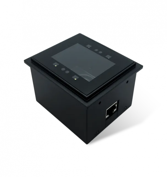 FM30 Grouper II 2D CMOS Fixed Mounted Reader for kiosk integration with flush glass front; optimized to read from cell phone and