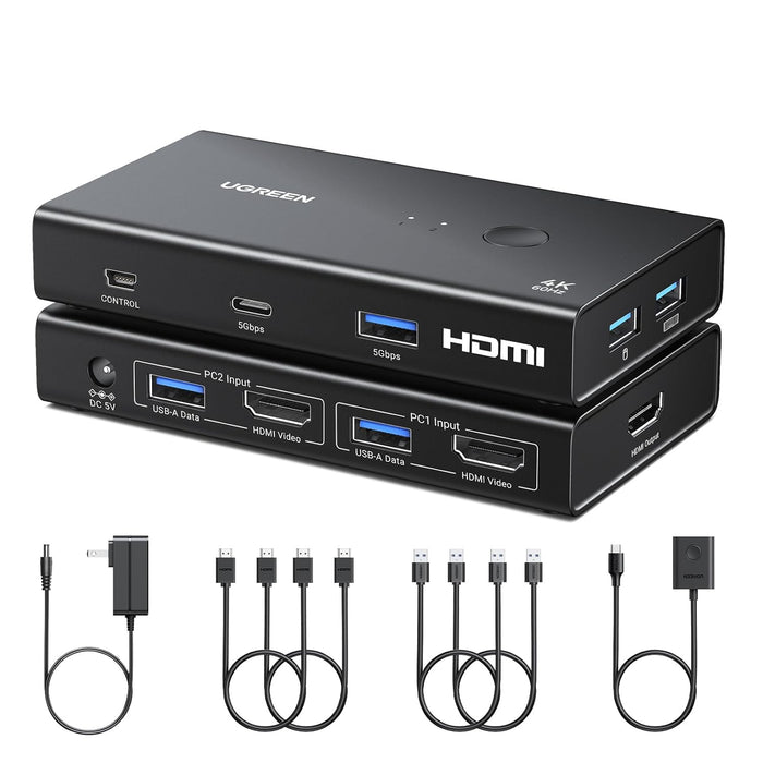 UGREEN 2-In-1 HDMI KVM Switch 4 USB Ports 4K@60Hz–Black-AK502-45452