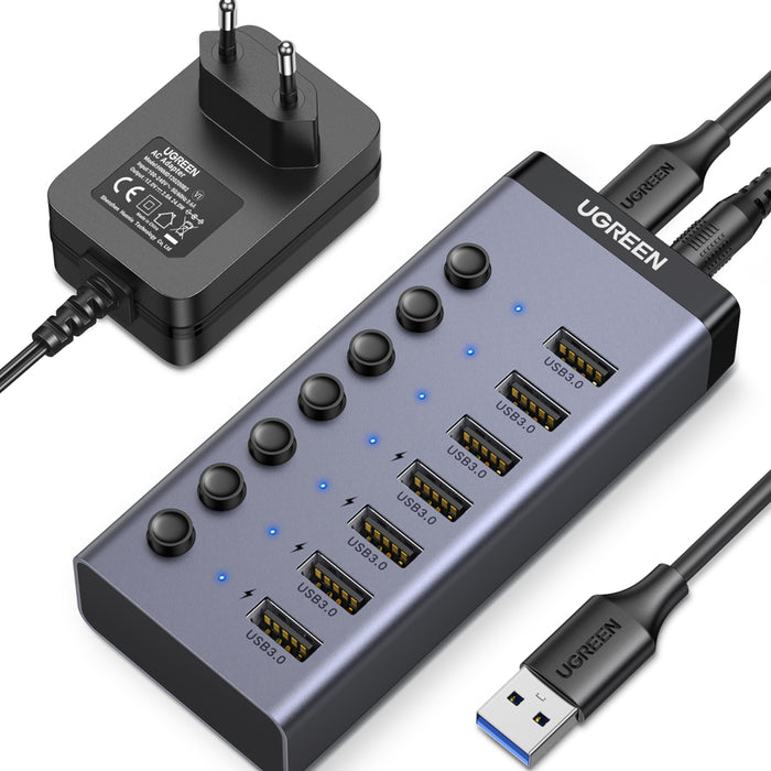UGREEN 7 in 1 USB 3.0 Hub-Grey-CM481-90307