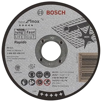 Bosch Bonded abrasives - Rapido straight cutting Best INOX A 60 W INOX BF, 115, 1,0 -  2608603490