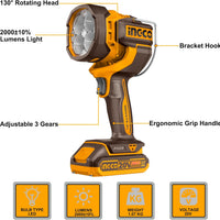 Ingco | Cordless Work Lamp 20V 2000 Lumens - CWLI2088