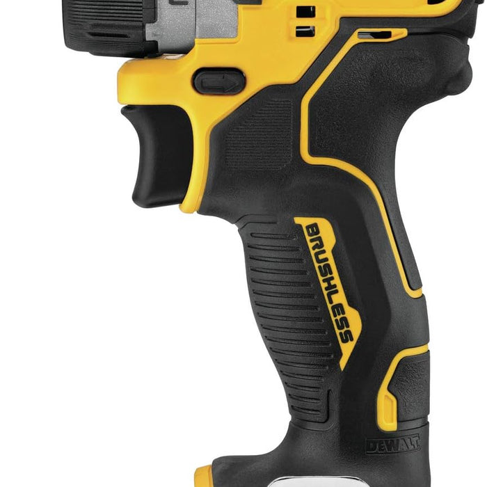 DEWALT 12V MAX Brushless Cordless Impact Driver - Compact Power Tool, Yellow & Black, Close-Up View