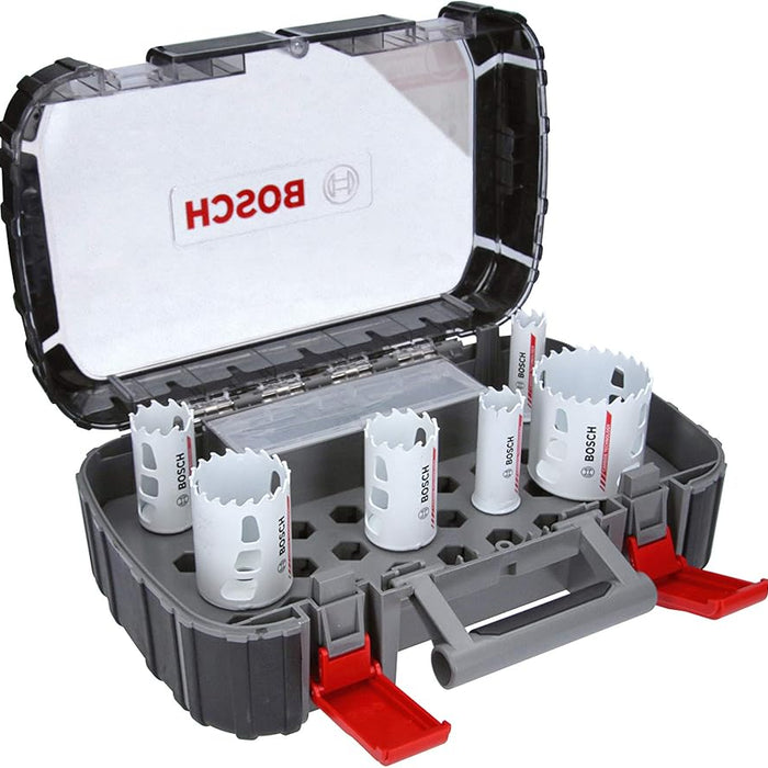 Bosch Carbide Hole Saw Set: 22-68mm. Heavy Duty Cutters for Wood, Metal, Plastic. Power Tool Accessory Kit