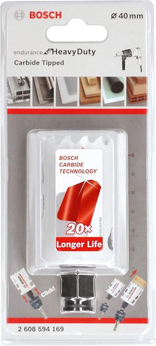 Bosch 40mm Carbide Hole Saw: Heavy Duty, Long Life Drill Bit for Metal, Wood, and More