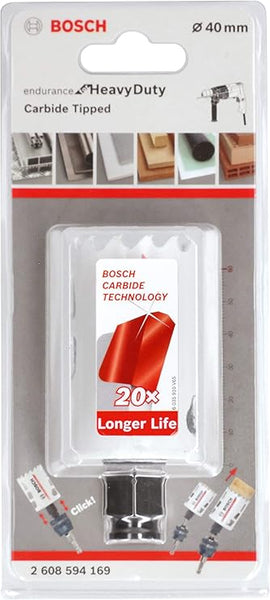 Bosch 40mm Carbide Hole Saw: Heavy Duty, Long Life Drill Bit for Metal, Wood, and More