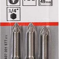 Bosch PZ2 Screwdriver Bits Extra Hard 49mm 3-Piece Set Power Tool Accessory