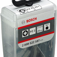 Bosch PZ2 Screwdriver Bit Set - 25mm, Extra Hard, 25-Piece. Professional Quality Bits for Durable Screwdriving.