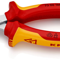 KNIPEX 73 06 160 SB X-Cut« Compact Diagonal Cutter high lever transmission insulated with multi-component grips, VDE-tested chrome-plated 160 mm - KNI7306160SB