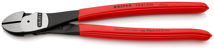 KNIPEX 74 01 250 SB High Leverage Diagonal Cutter with plastic coating black atramentized 250 mm - KNI7401250SB