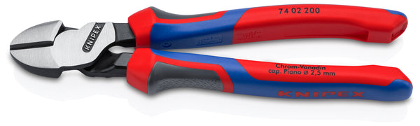 KNIPEX 74 02 200 High Leverage Diagonal Cutter. Comfort Handles, Chrom-Vanadin Steel, Piano Wire Cutting.
