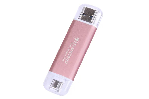 TRANSCEND 1 TB ESD310P USB3.2 TYPE A & C (USB 10Gbps) OTG COMPACT PORTABLE SSD  - Read 1050MB/s Write 950 MB/s - Pink-TS1TESD310P